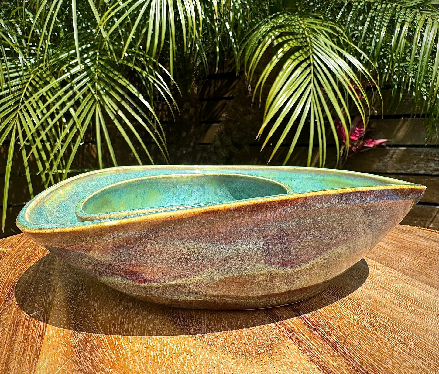 Trigon Chip n’ Dip Duet Bowl, Celestial Drippy Glaze, Purple Black