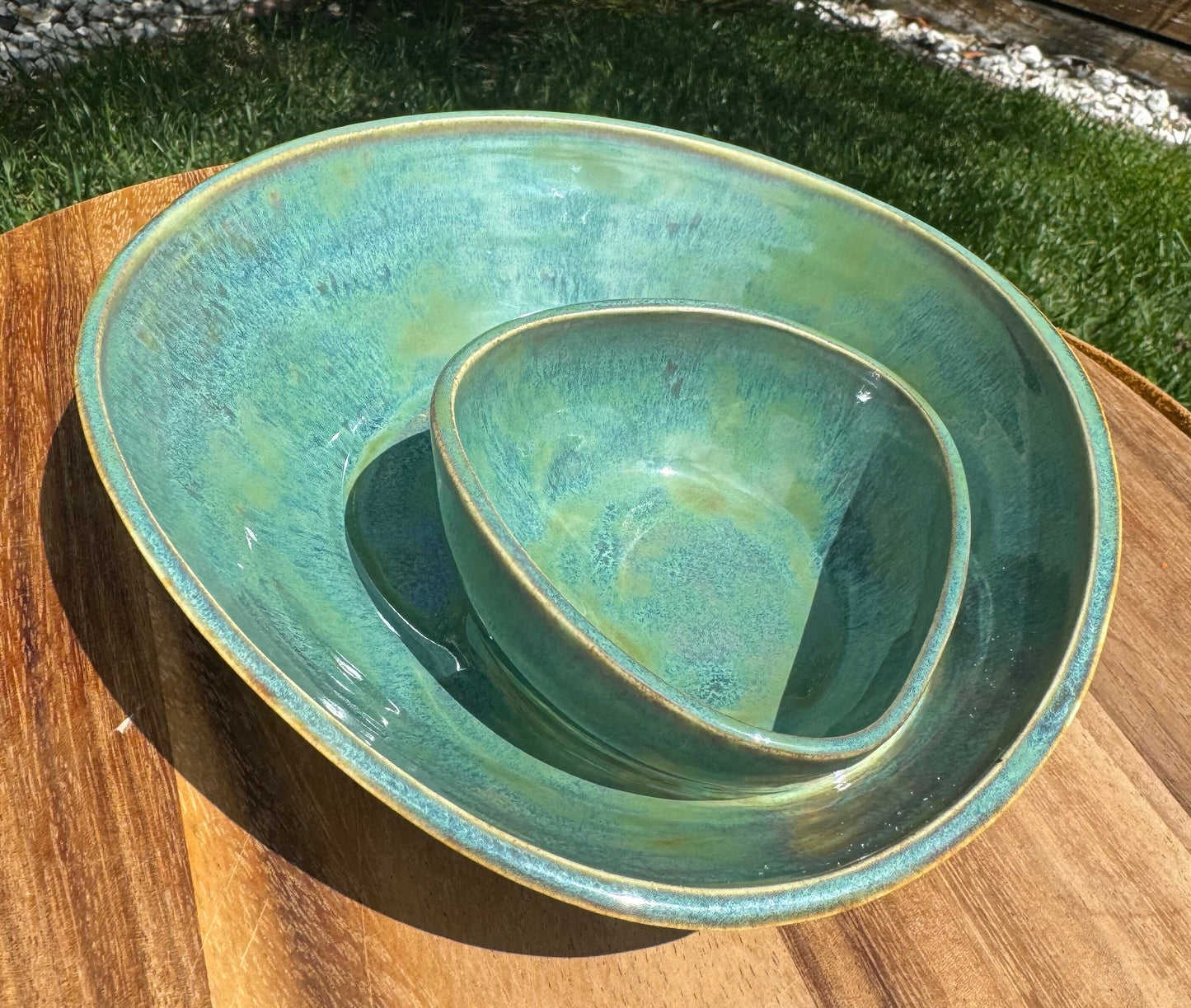 Trigon Chip n’ Dip Duet Bowl, Celestial Drippy Glaze, Purple Black