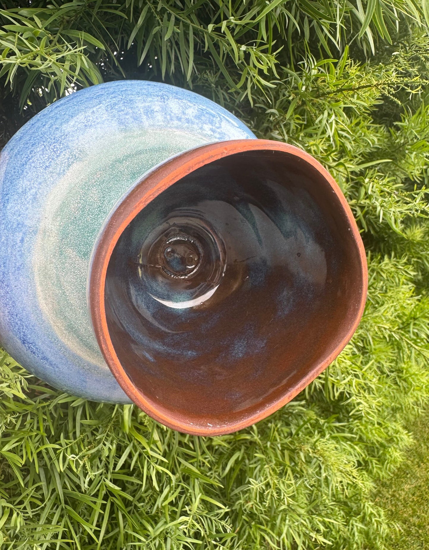 Pedestal Bowls, Hand-Painted Beach Wave, Funtional Coastal Home Decor