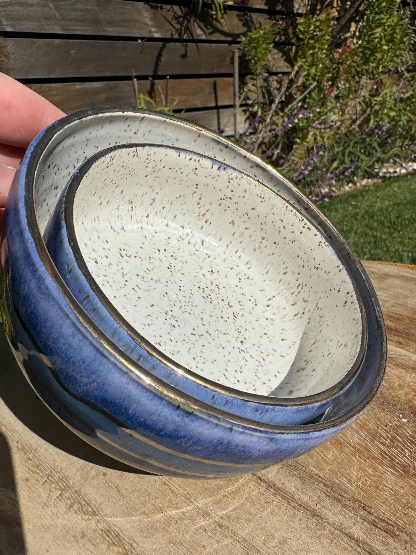22k Gold & White Gold Blue Geode Nesting Bowls, Set of 2 for Snacks Dips, Kitchen Serving Dishes