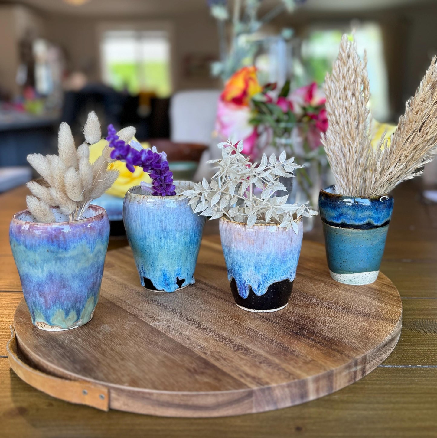 Summer Ombré Drip Flower Vases, on Black or on Raw Speckled Clay