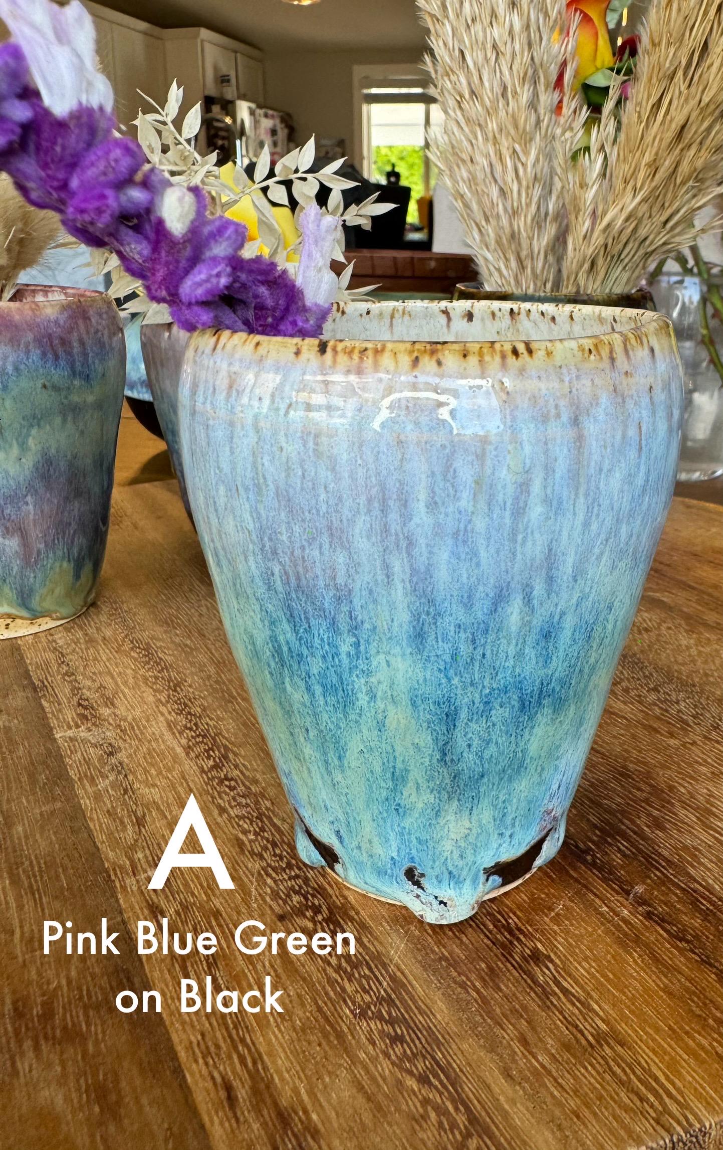 Summer Ombré Drip Flower Vases, on Black or on Raw Speckled Clay