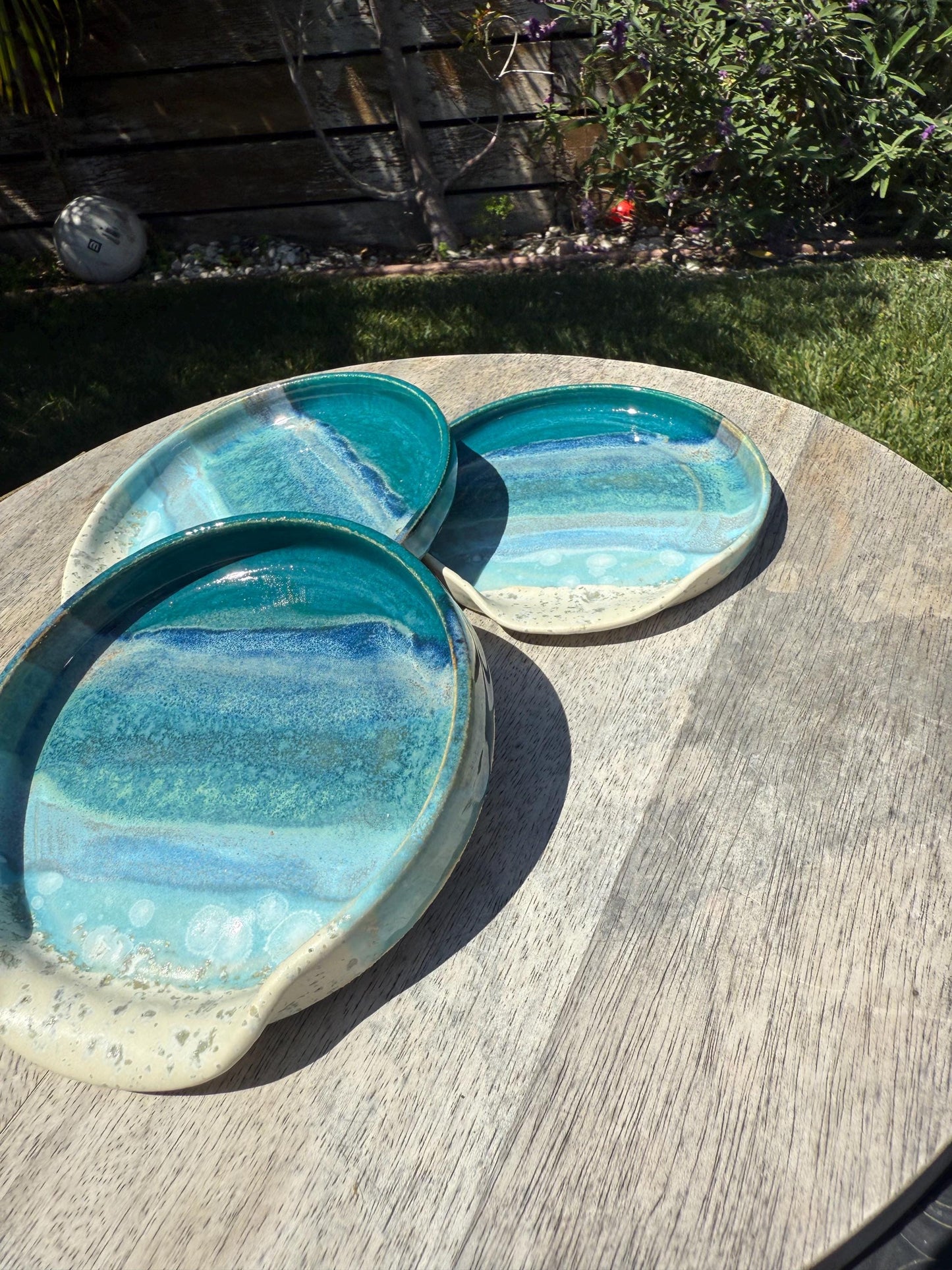 Handmade Ceramic Spoon Rest: Beach Wave Stoneware Pottery