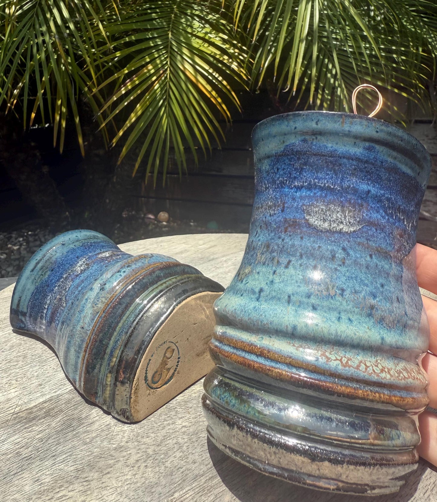 Hanging Bud Vases Small Plant Pots, Sea Green & Ocean Blue, Propagation Pots