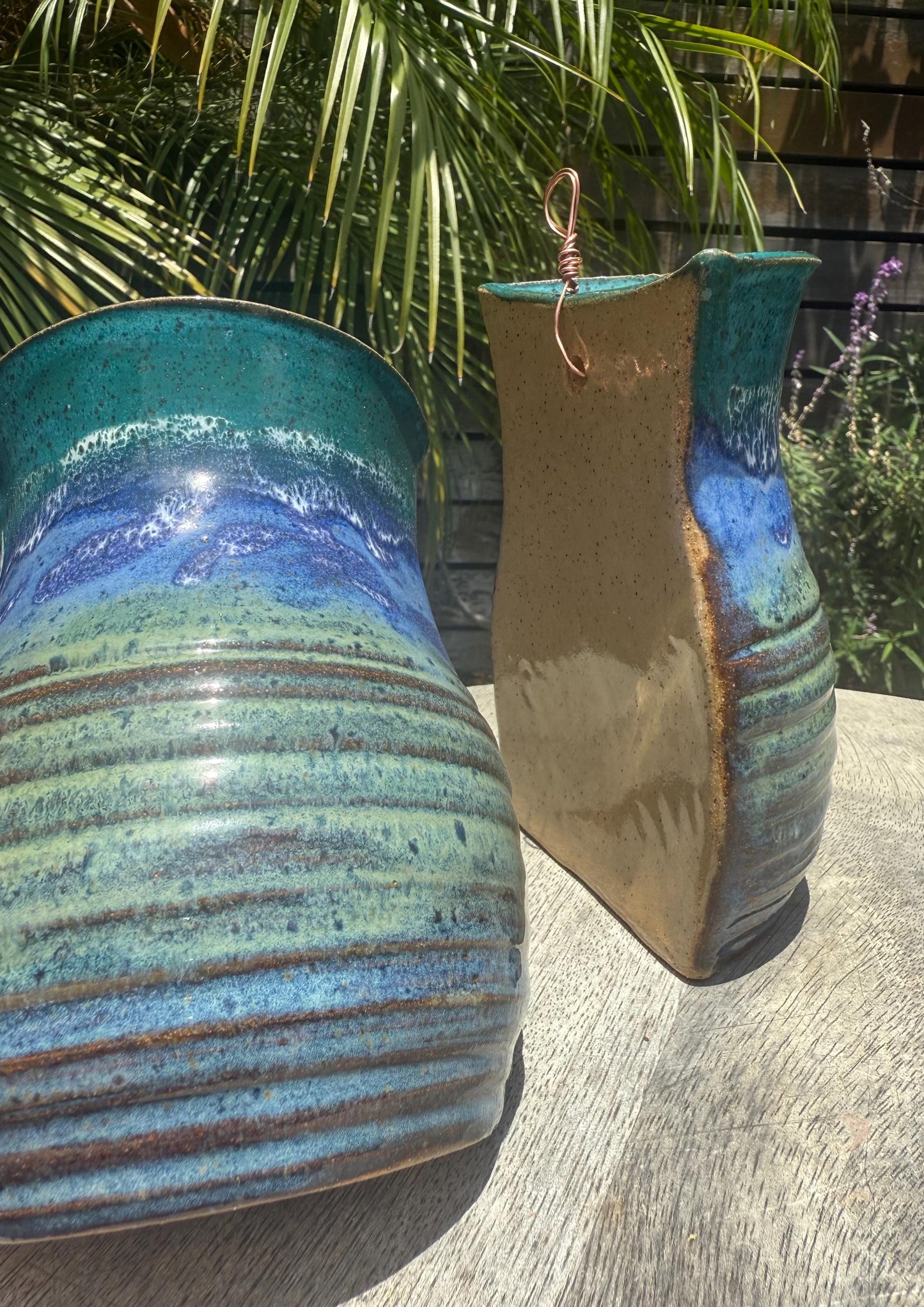 Hanging Bud Vases Small Plant Pots, Sea Green & Ocean Blue, Propagation Pots