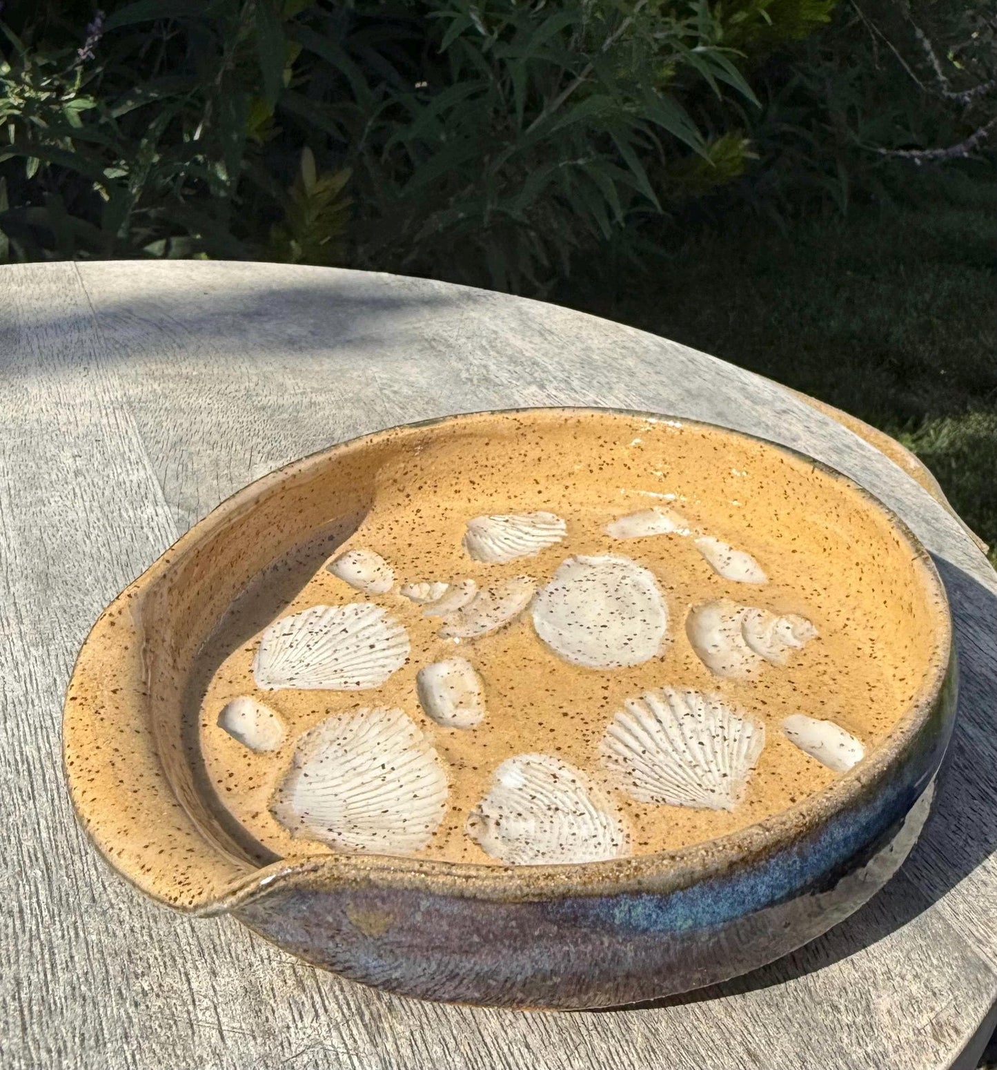 Handmade Ceramic Spoon Rest: Beach Wave Stoneware Pottery
