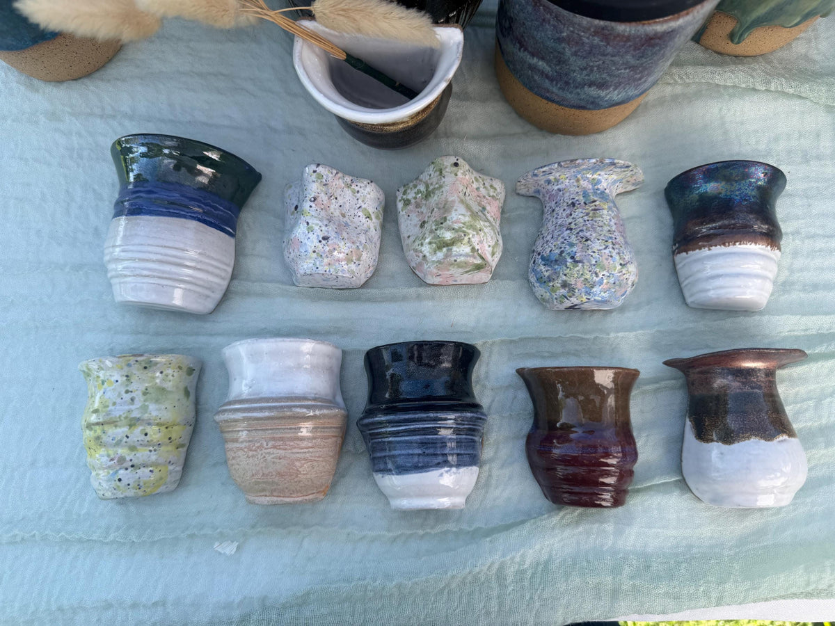 Mini Fridge Magnet Vases with Hand-painted Vibrant Glazes