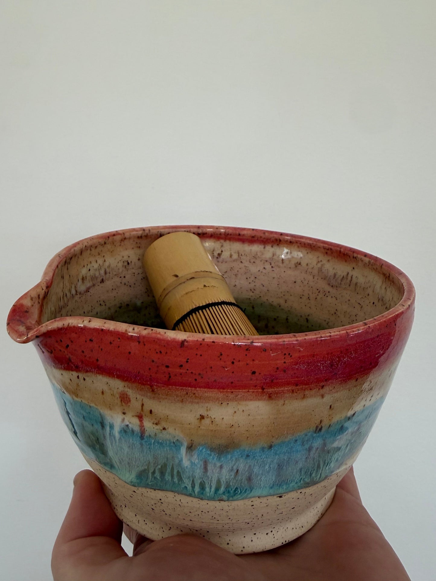 Matcha Swirl Tea Bowl with Dripless Spout and Grater in-cup for Ginger & Spcies