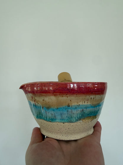 Matcha Swirl Tea Bowl with Dripless Spout and Grater in-cup for Ginger & Spcies