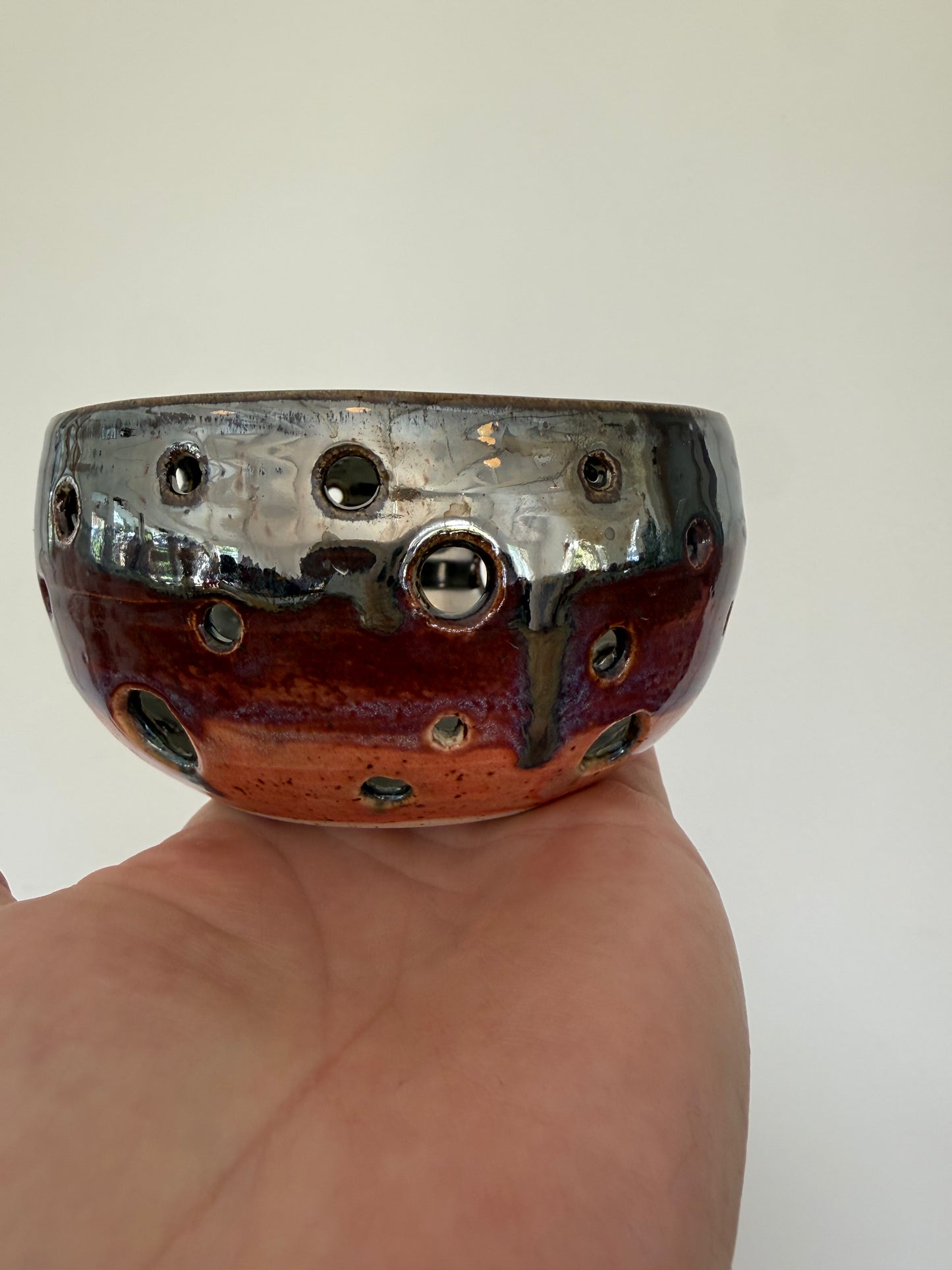 Carved Stoneware Candle Holder
