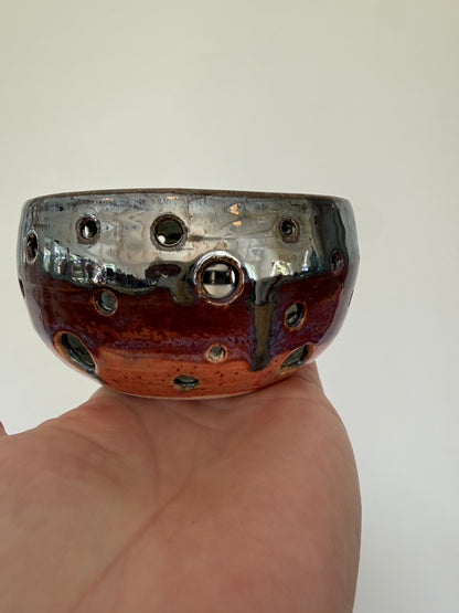 Carved Stoneware Candle Holder