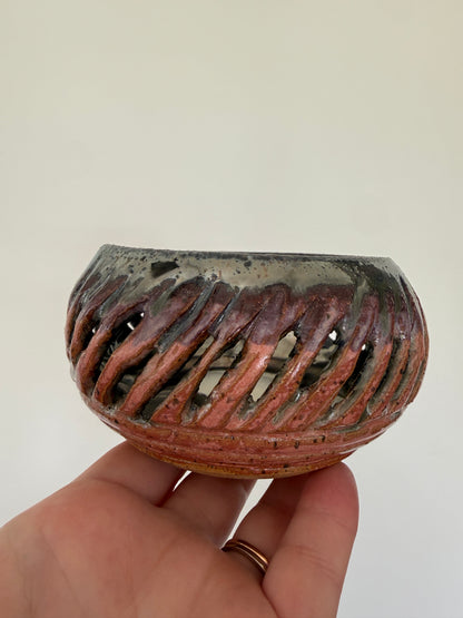 Carved Stoneware Candle Holder