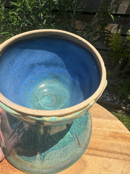 Pedestal Bowls, Hand-Painted Beach Wave, Funtional Coastal Home Decor