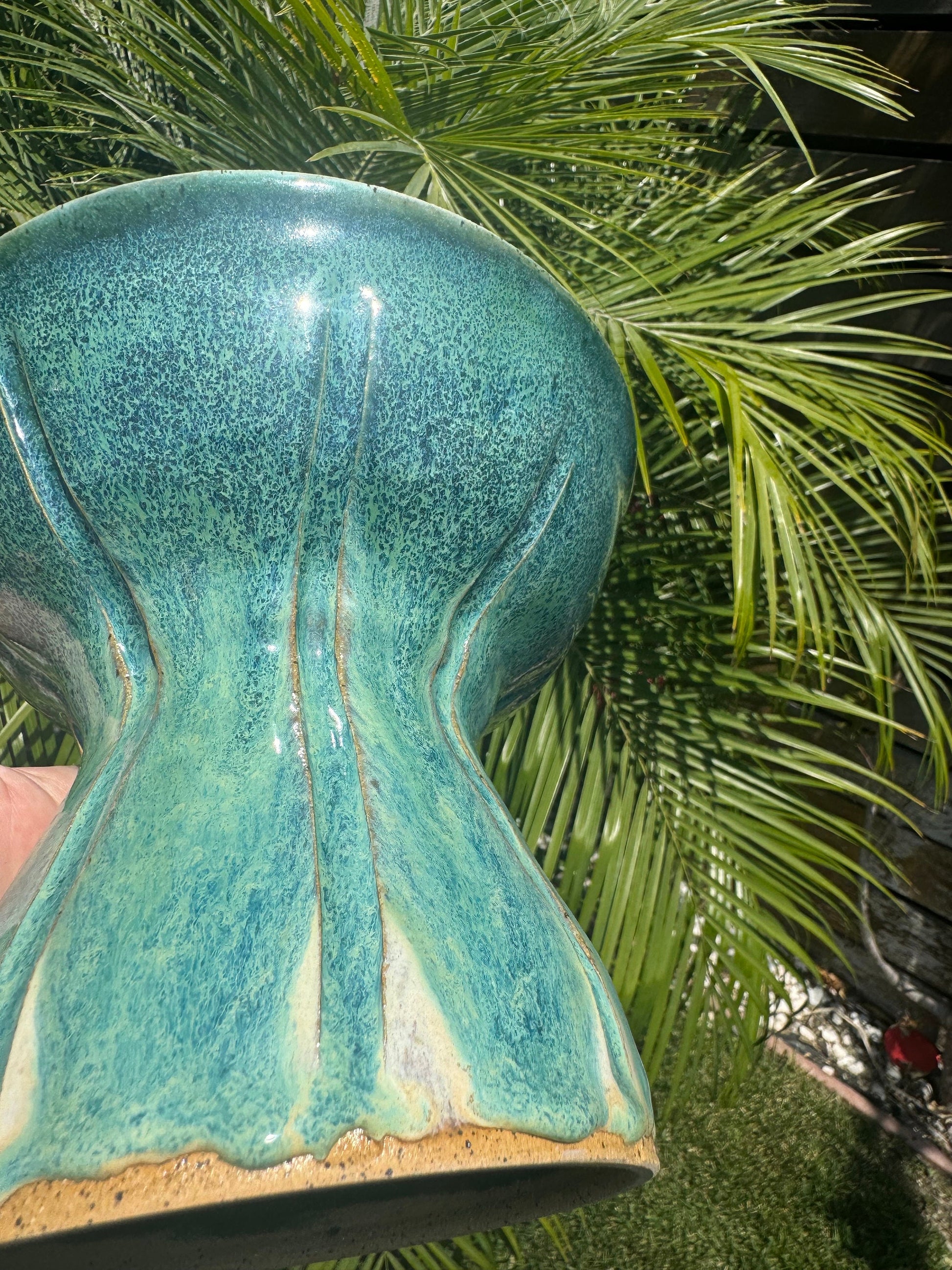 Pedestal Bowls, Hand-Painted Beach Wave, Funtional Coastal Home Decor