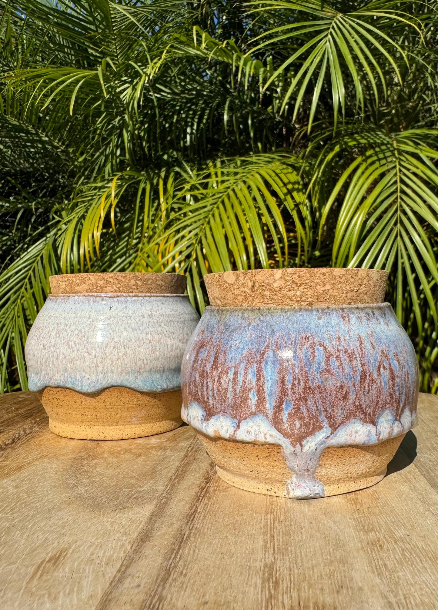Salt Cellars with Cork Lid, Salt Pig, Countertop Pinch Bowl