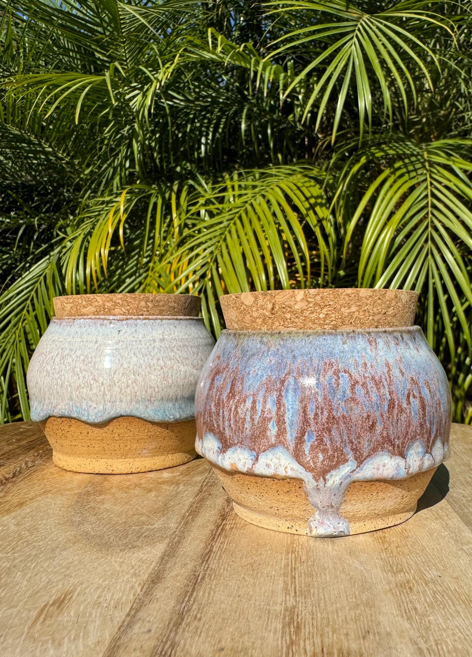 Salt Cellars with Cork Lid, Salt Pig, Countertop Pinch Bowl