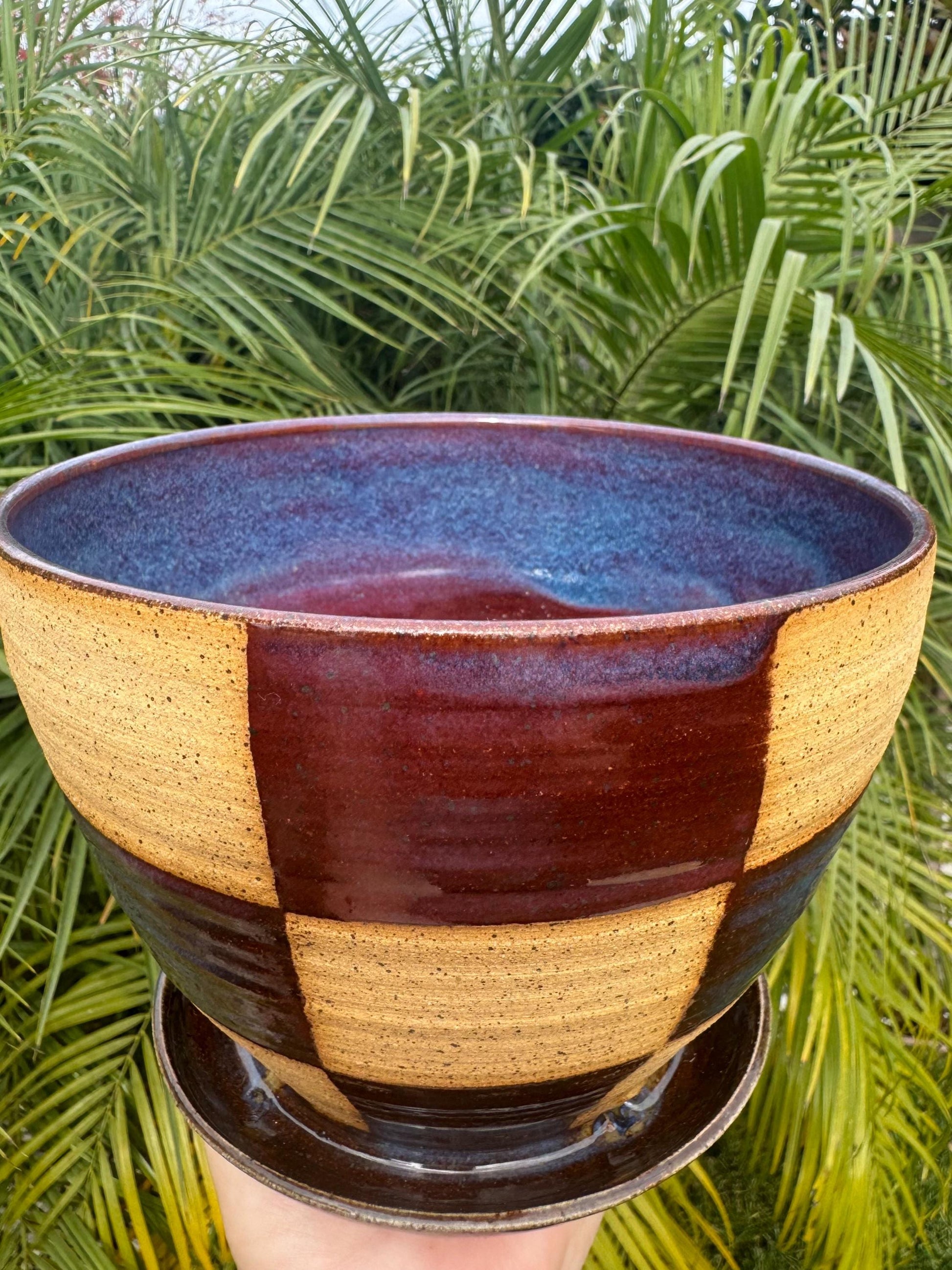 Planter Pots with Built-in Saucers & Drainage Holes, Hand-Painted Ocean-inspired Home Decor