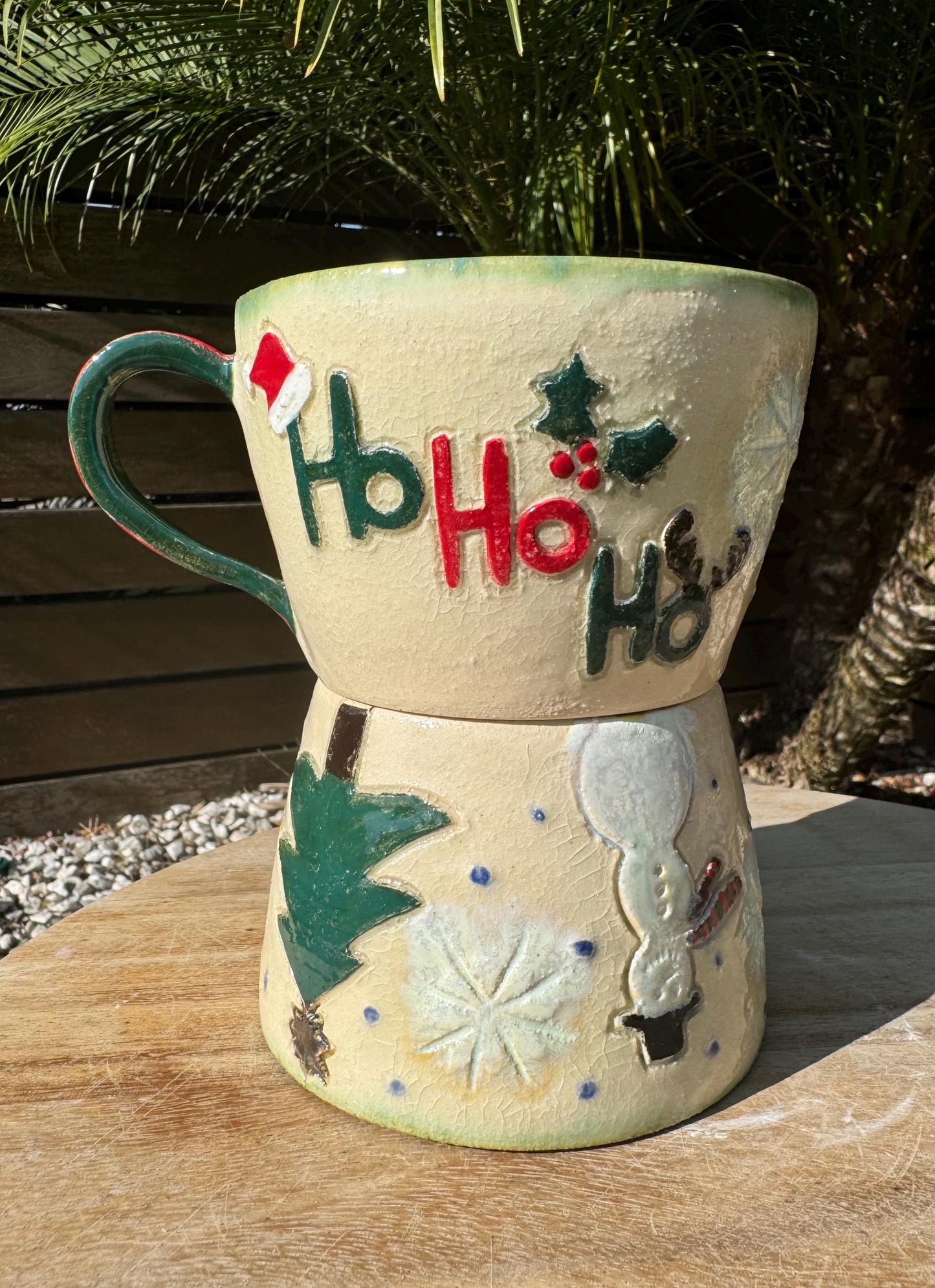 Holiday Mugs: Carved Spruce and Christmas Theme