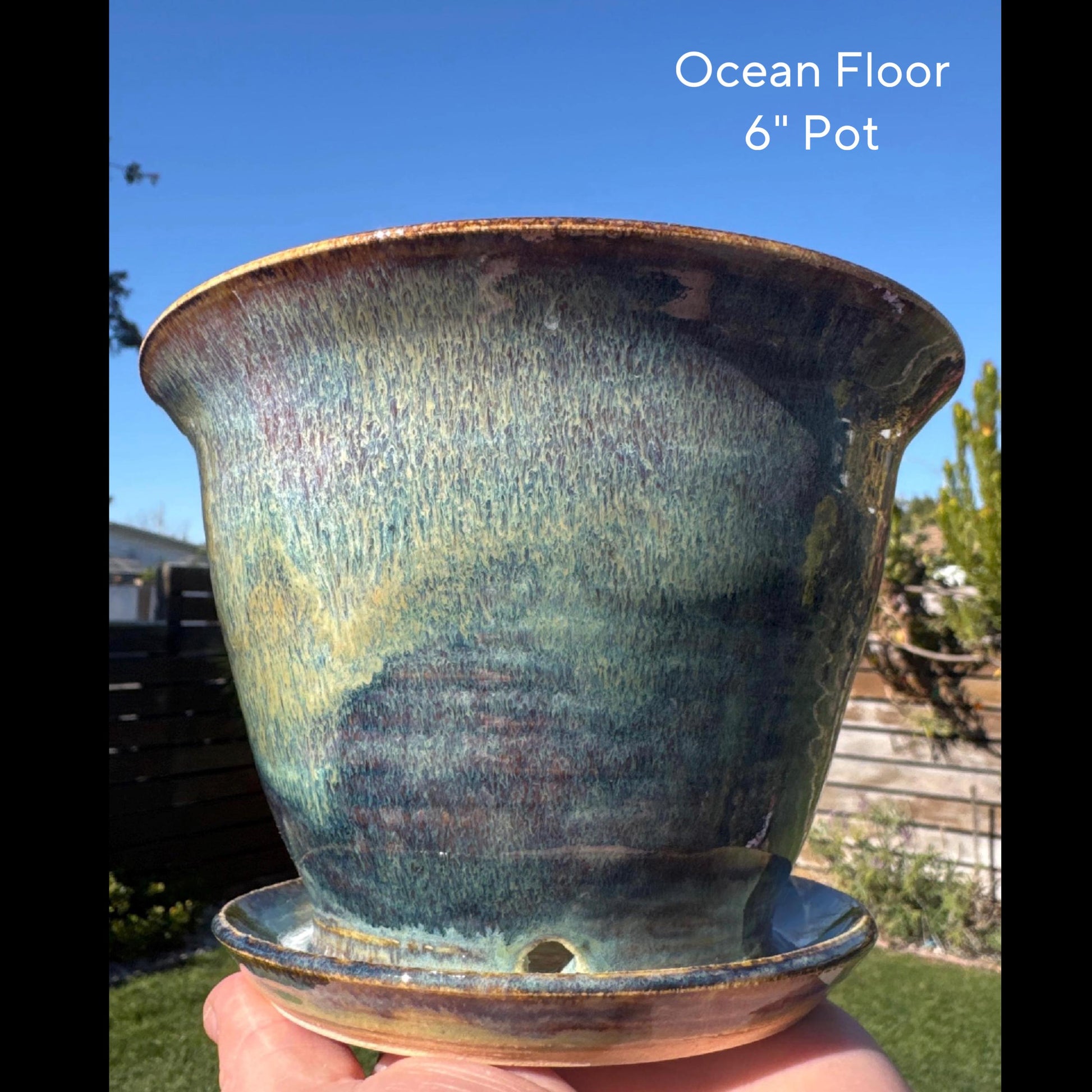 Planter Pots with Built-in Saucers & Drainage Holes, Glazed Ceramic