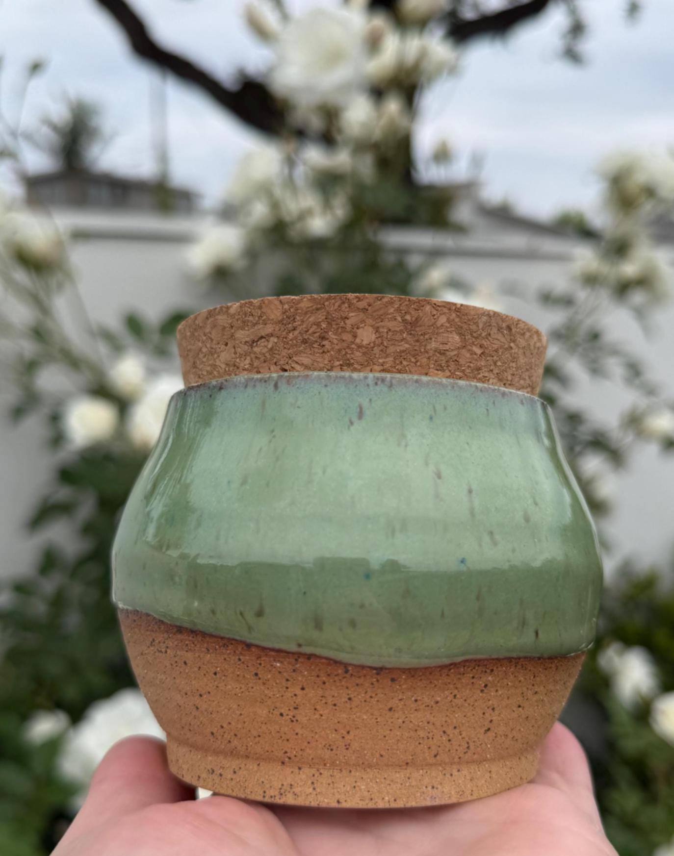 Salt Cellars with Cork Lid, Salt Pig, Countertop Pinch Bowl