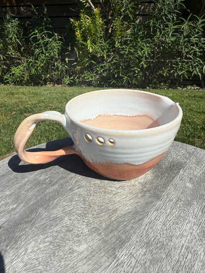 Handmade “Marinades & Matcha” Grater Bowl with Herb Stripper, with Twisted Handle and Spout
