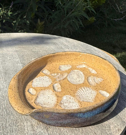 Handmade Ceramic Spoon Rest: Beach Wave Stoneware Pottery