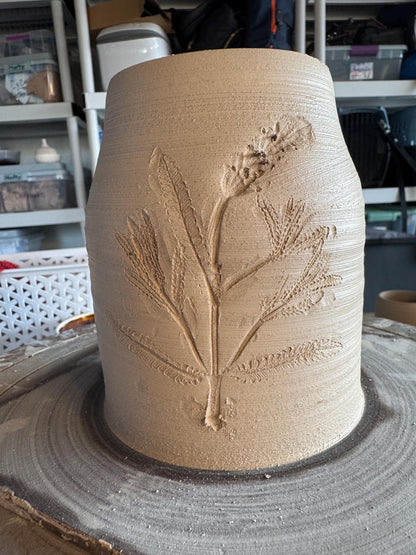 Kitchen Jar with Cork, Ocean Blue Foam, Hand-Pressed Lavender Flowers and Herbs