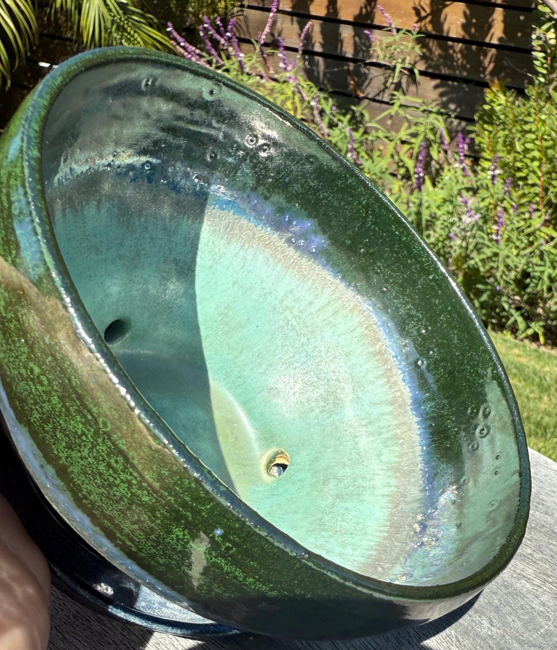 Planter Pots with Built-in Saucers & Drainage Holes, Hand-Painted Ocean-inspired Home Decor