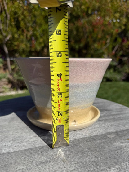 Planter Pots with Built-in Saucers & Drainage Holes, Hand-Painted Ocean-inspired Home Decor