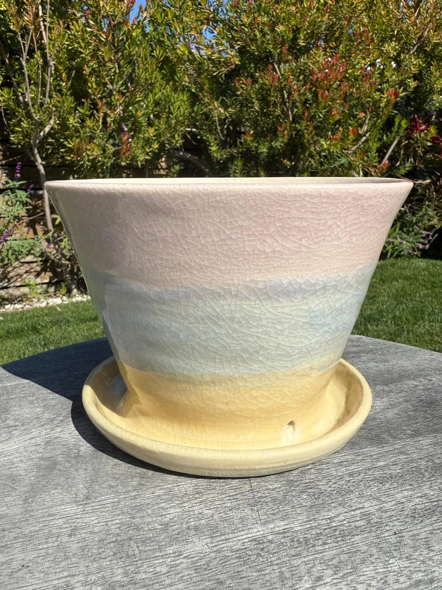 Planter Pots with Built-in Saucers & Drainage Holes, Hand-Painted Ocean-inspired Home Decor