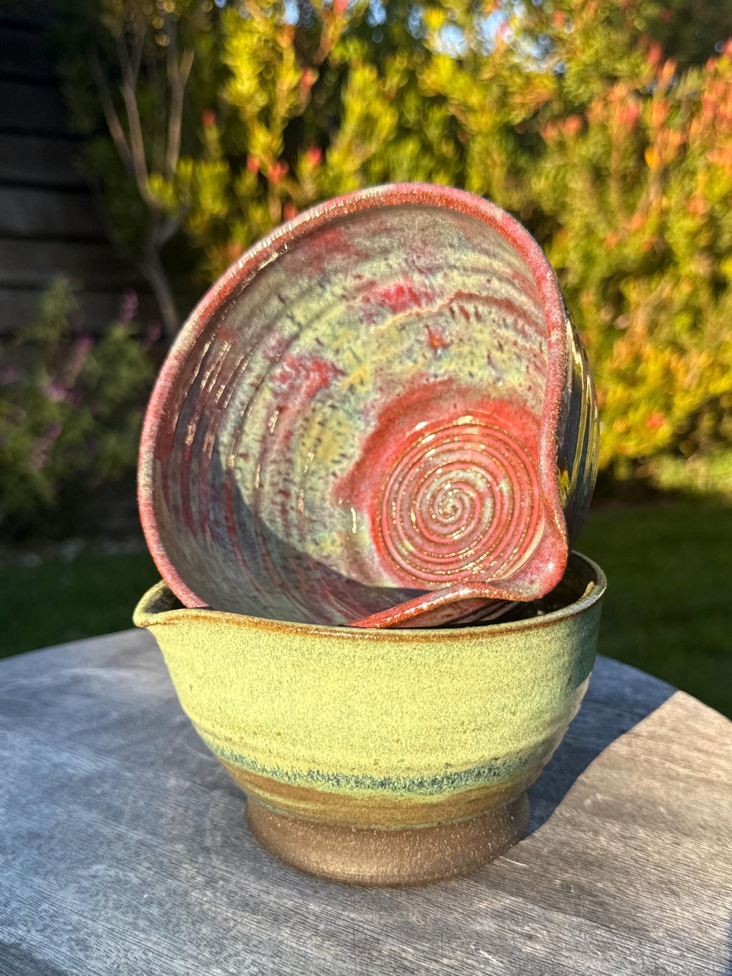 Matcha Swirl Tea Bowl with Dripless Spout and Grater in-cup for Ginger & Spcies