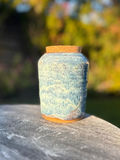 Kitchen Jar with Cork, Ocean Blue Foam, Hand-Pressed Lavender Flowers and Herbs
