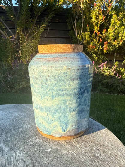 Kitchen Jar with Cork, Ocean Blue Foam, Hand-Pressed Lavender Flowers and Herbs