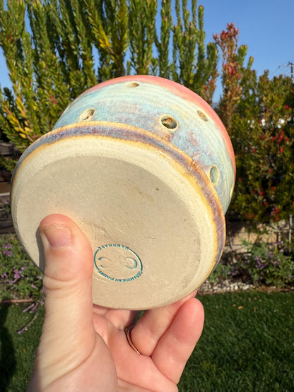 Colander Berry Bowl with Saucer: Pottery