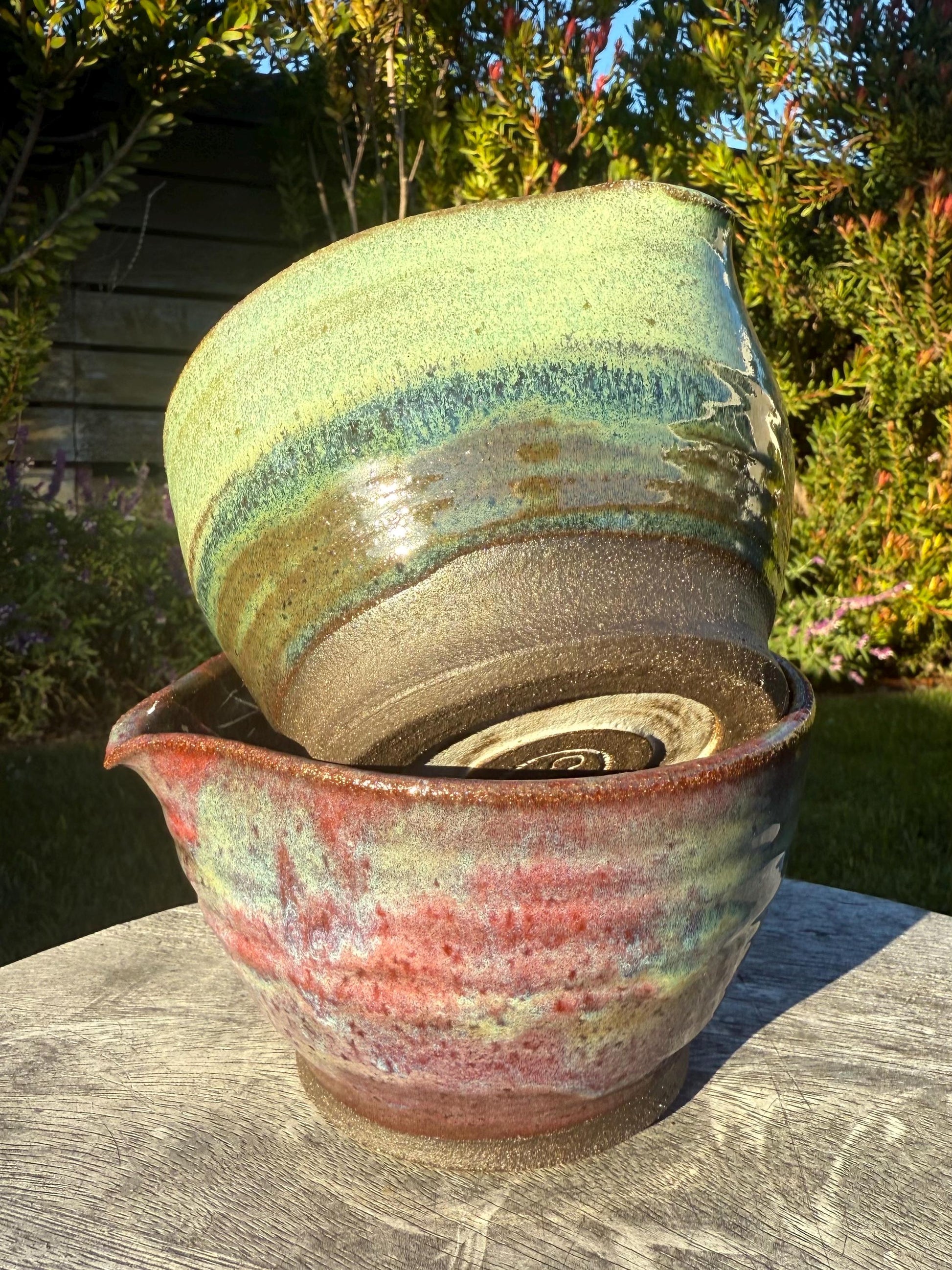 Matcha Swirl Tea Bowl with Dripless Spout and Grater in-cup for Ginger & Spcies