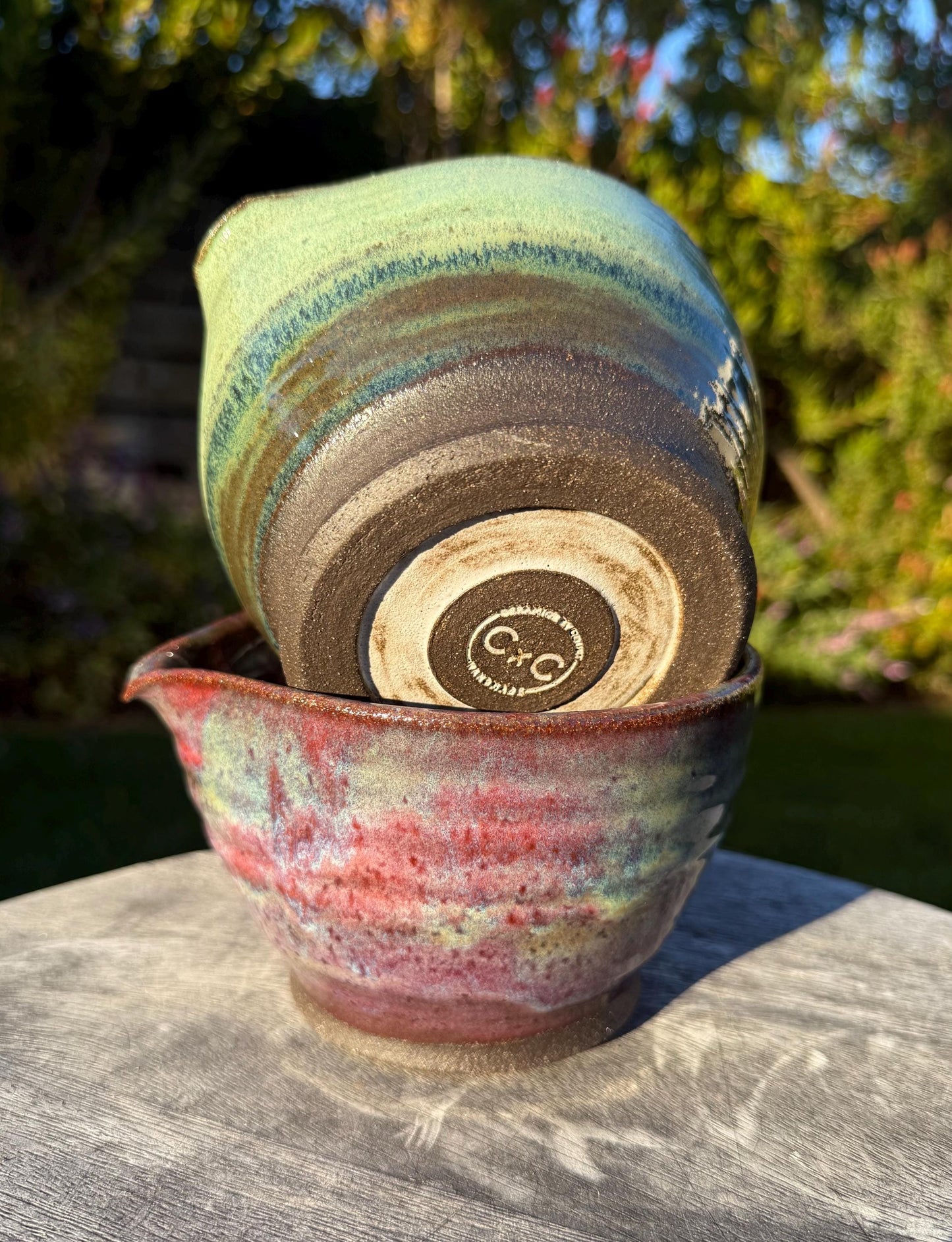 Matcha Swirl Tea Bowl with Dripless Spout and Grater in-cup for Ginger & Spcies