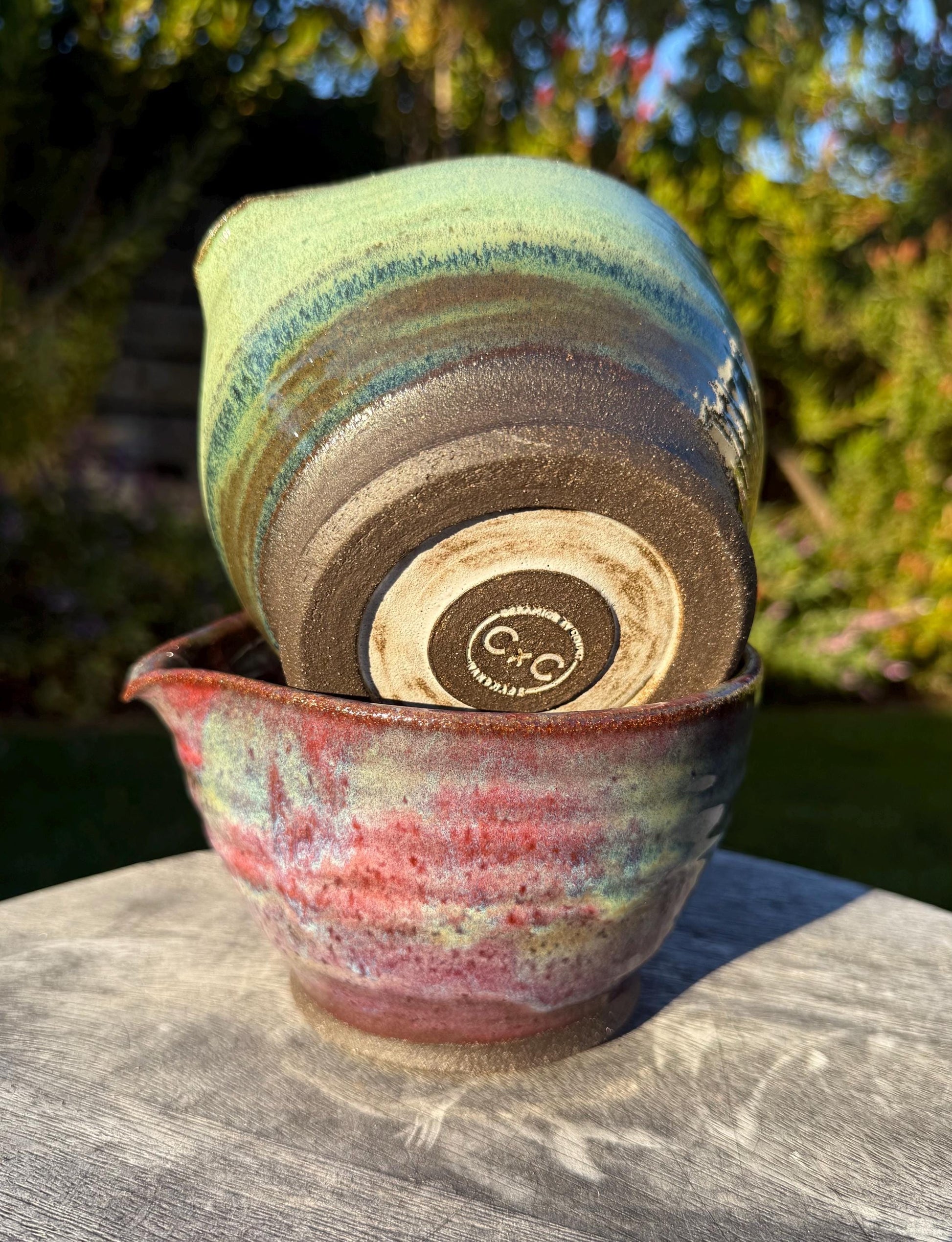 Matcha Swirl Tea Bowl with Dripless Spout and Grater in-cup for Ginger & Spcies