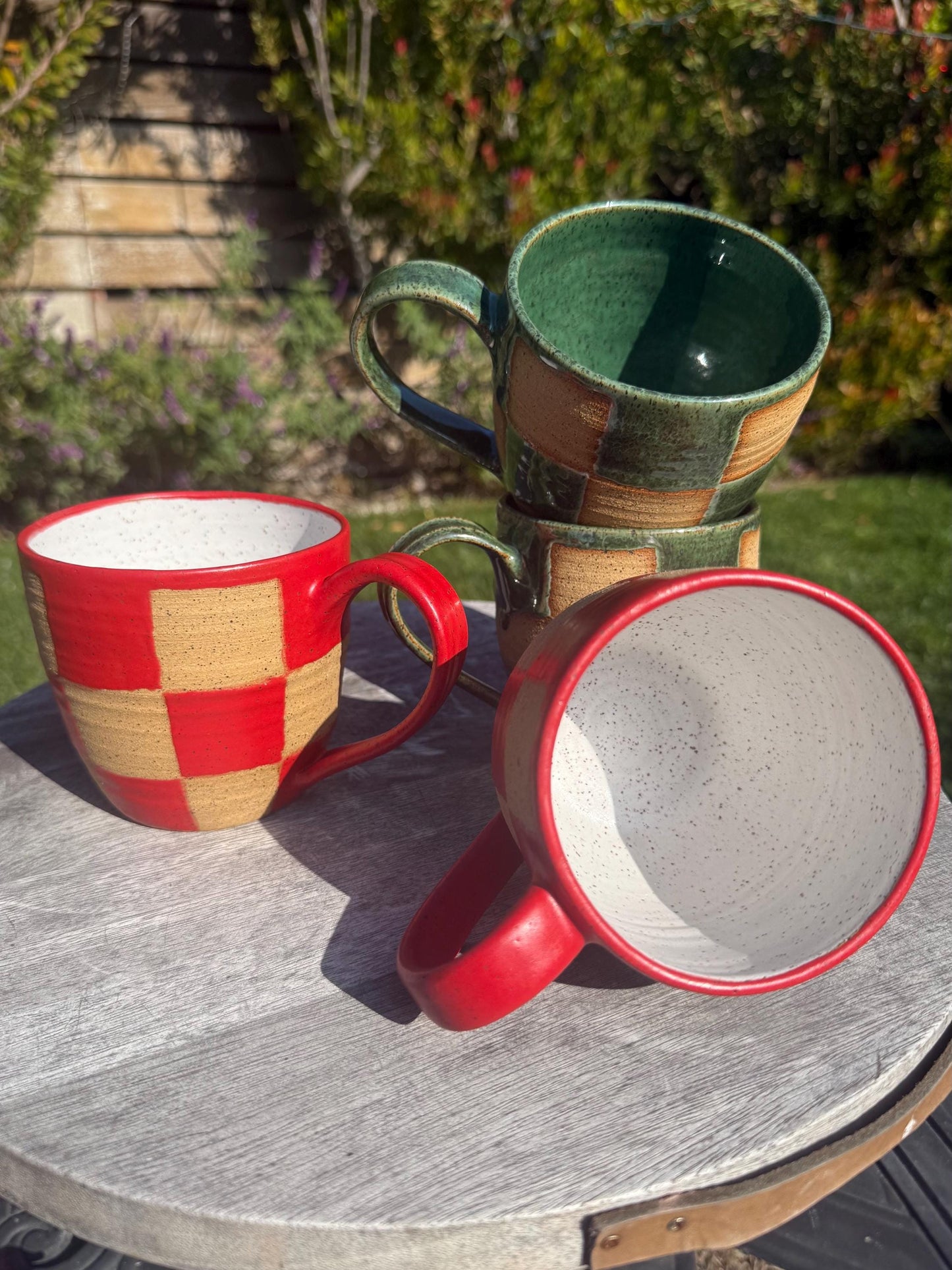 Holiday Mugs: Carved Spruce and Christmas Theme