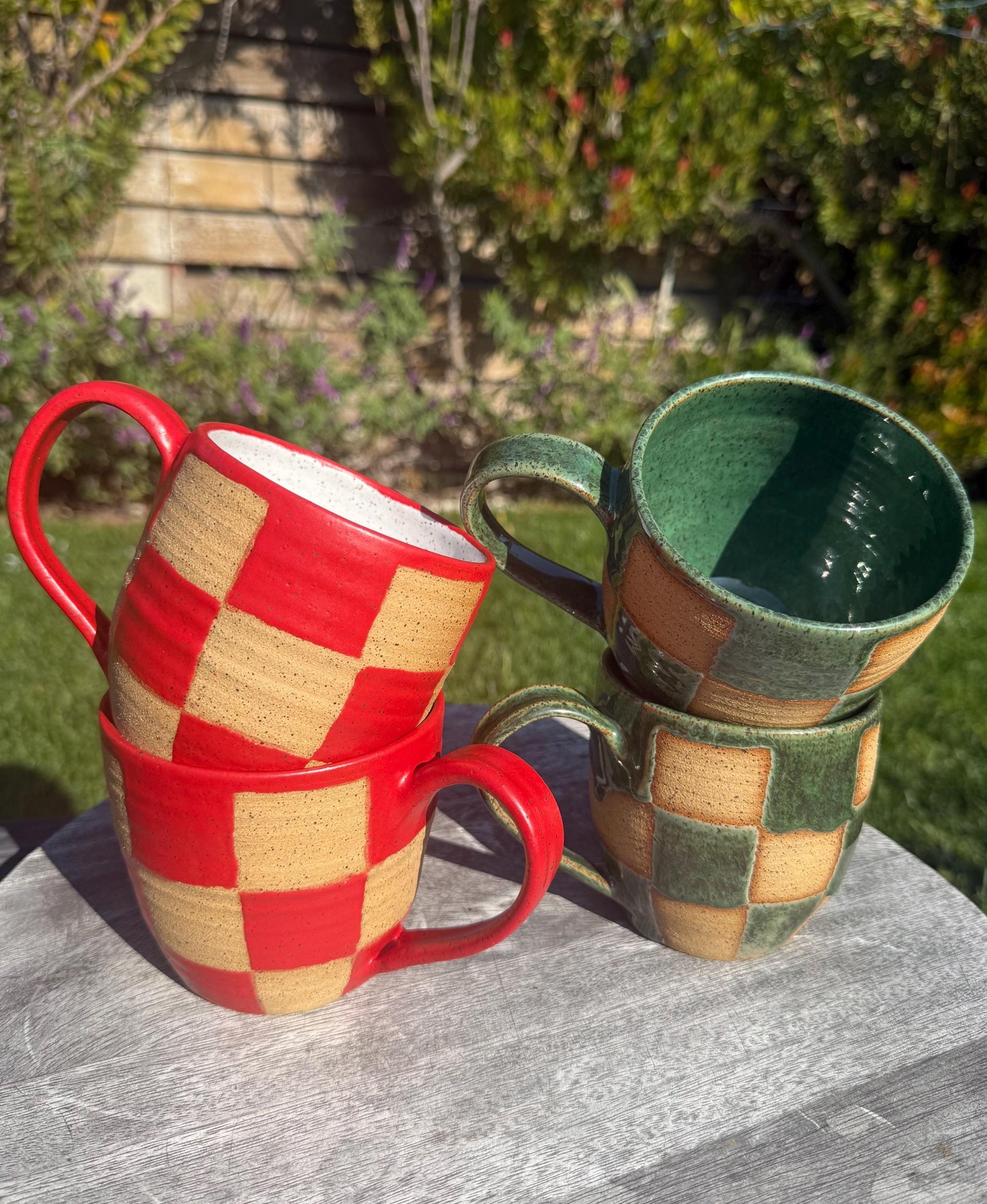Holiday Mugs: Carved Spruce and Christmas Theme