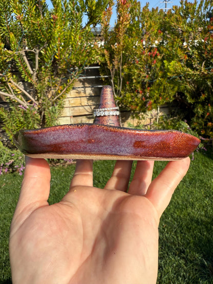 Ceramic Ring Dish, for Jewelry, Purple Blue Metallic Silver Glaze
