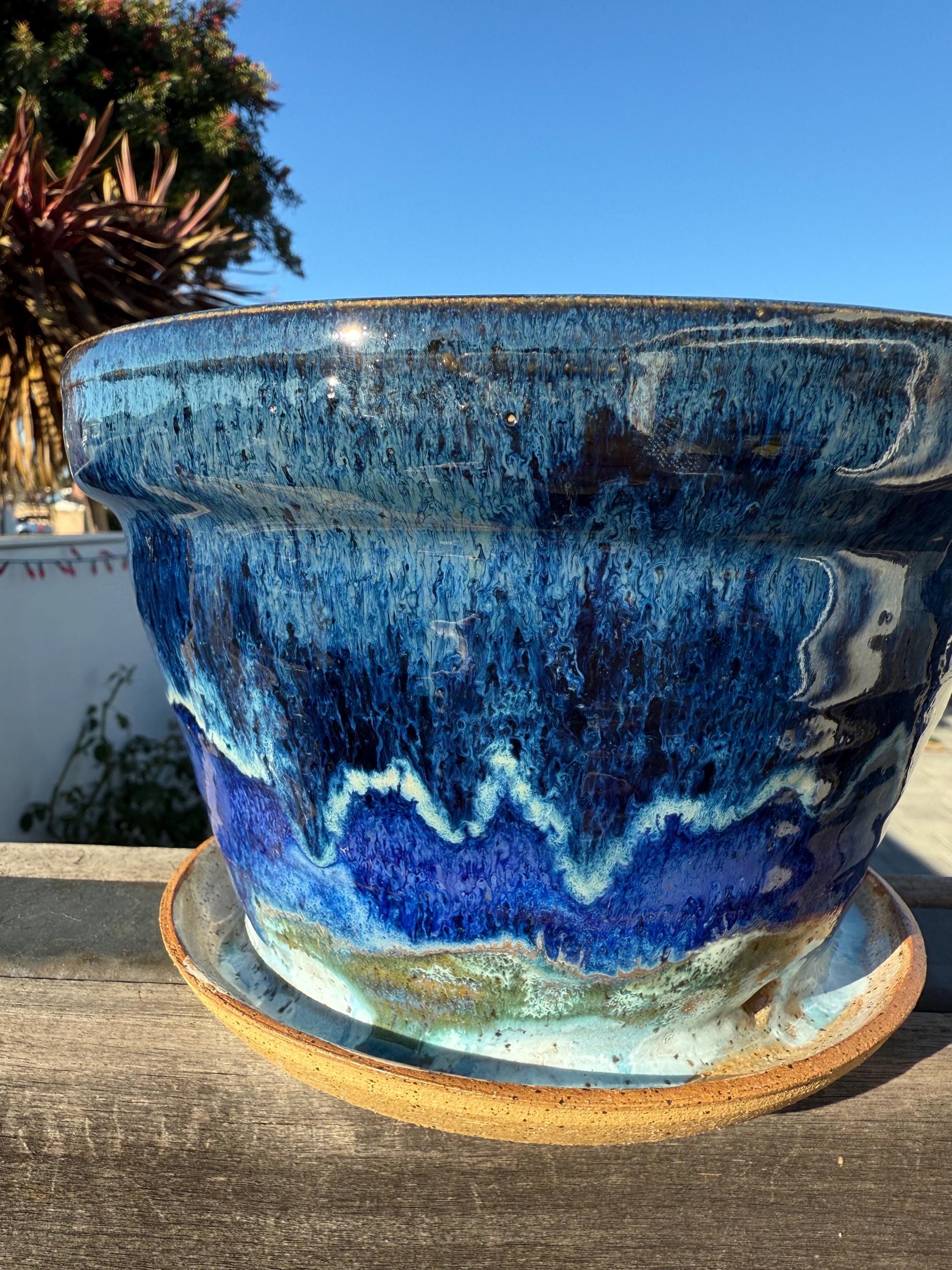 Planter Pots with Built-in Saucers & Drainage Holes, Hand-Painted Ocean-inspired Home Decor