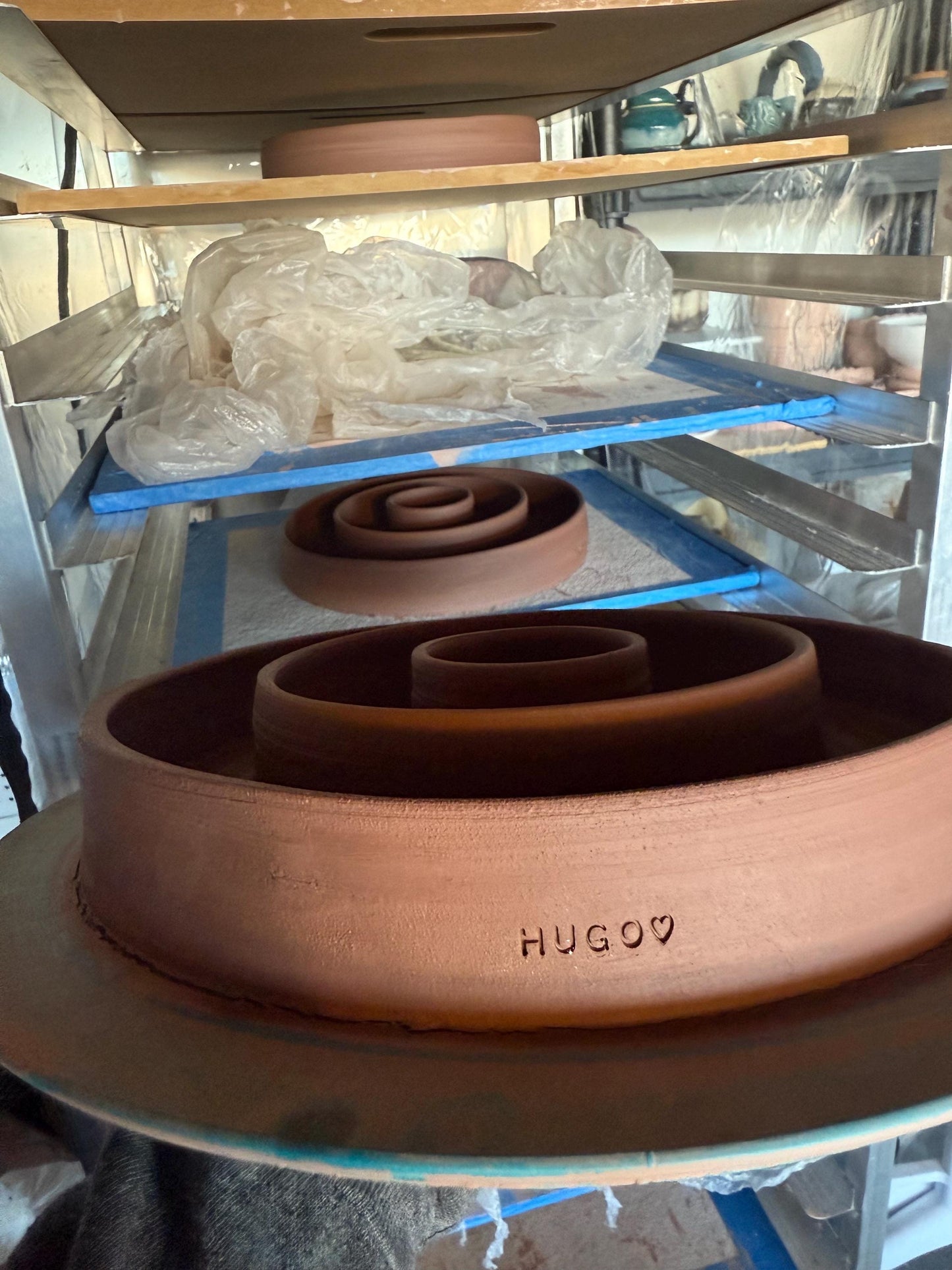 Handmade Slow Feeder Pet Food Bowls: Ceramic Wheel-Thrown Pottery Made in CA