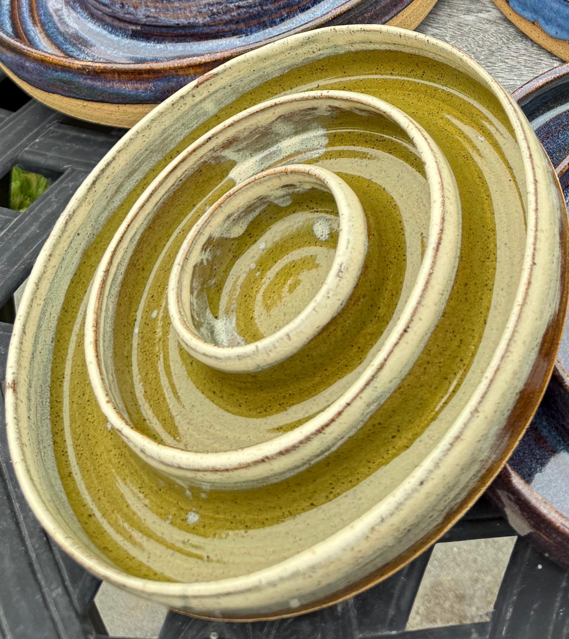 Handmade Slow Feeder Pet Food Bowls: Ceramic Wheel-Thrown Pottery Made in CA