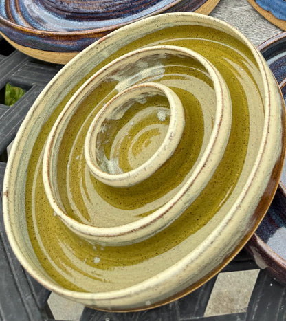 Handmade Slow Feeder Pet Food Bowls: Ceramic Wheel-Thrown Pottery Made in CA