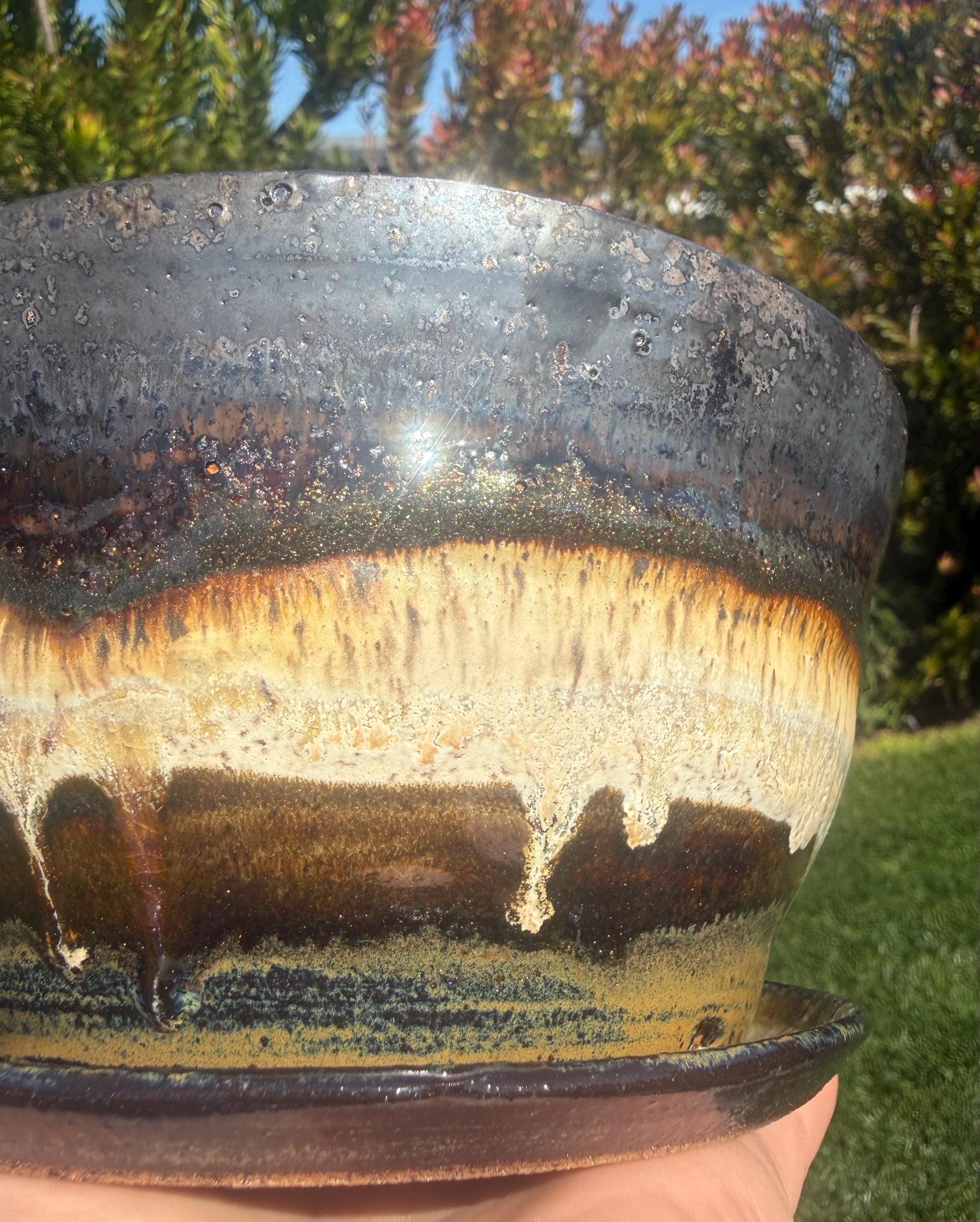 Planter Pots with Built-in Saucers & Drainage Holes, Hand-Painted Ocean-inspired Home Decor