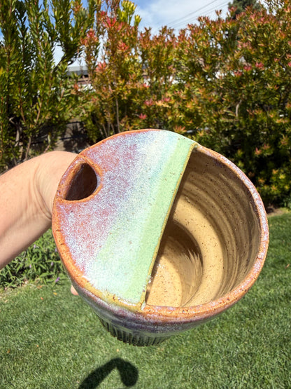 Travel Coffee Mugs with Built-in Sipping Lid, Hand-Painted and Carved Beach Wave
