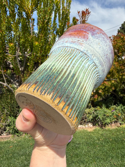 Travel Coffee Mugs with Built-in Sipping Lid, Hand-Painted and Carved Beach Wave