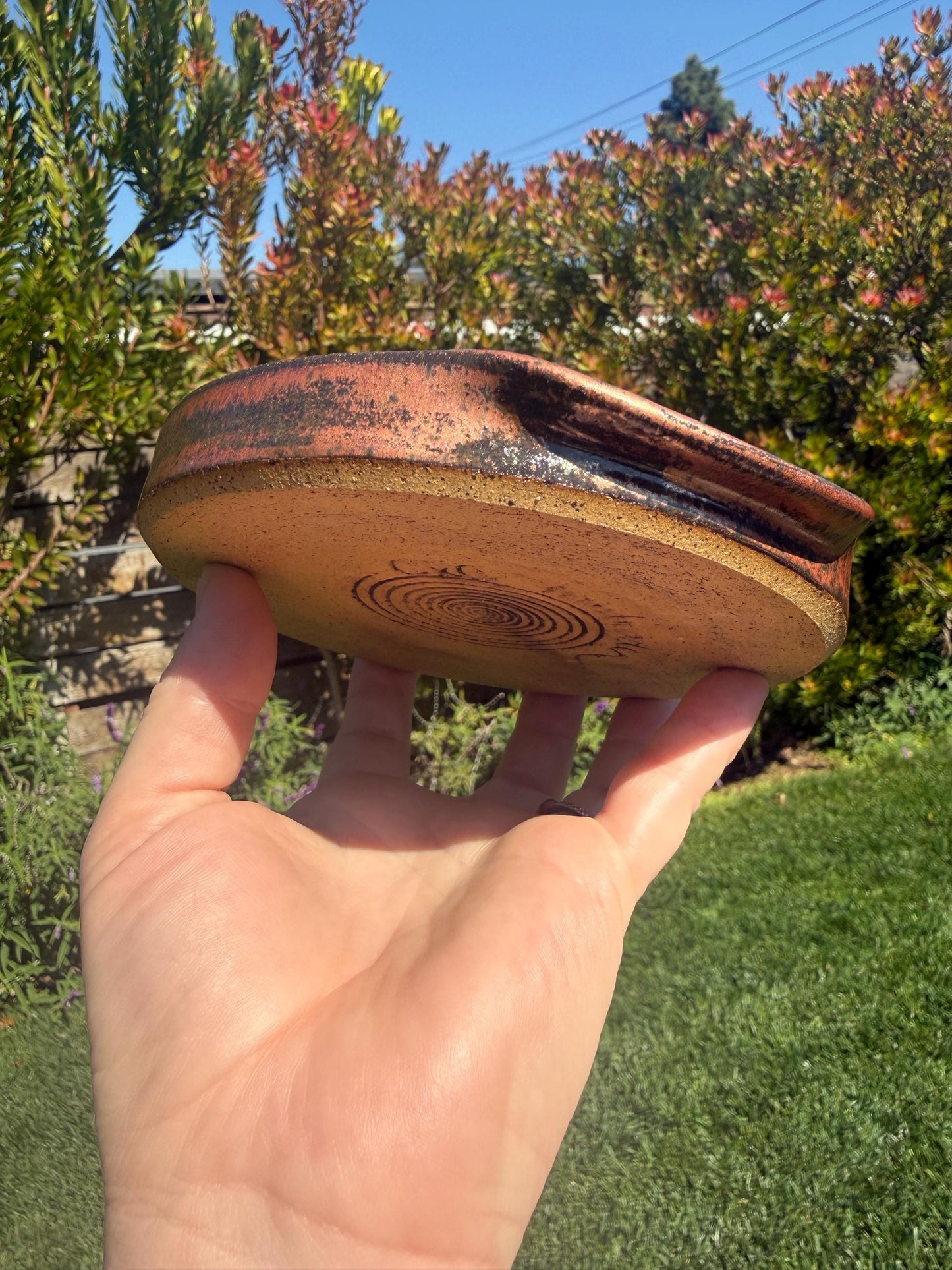 Handmade ceramic spoon rest, copper deep sea blue handpainted glazes, wheel-thrown stoneware kitchen decor and art for your countertop, dishwasher safe - Ceramics By Court