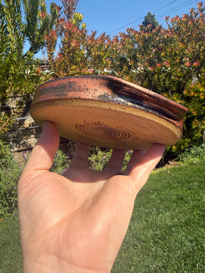 Handmade ceramic spoon rest, copper deep sea blue handpainted glazes, wheel-thrown stoneware kitchen decor and art for your countertop, dishwasher safe - Ceramics By Court