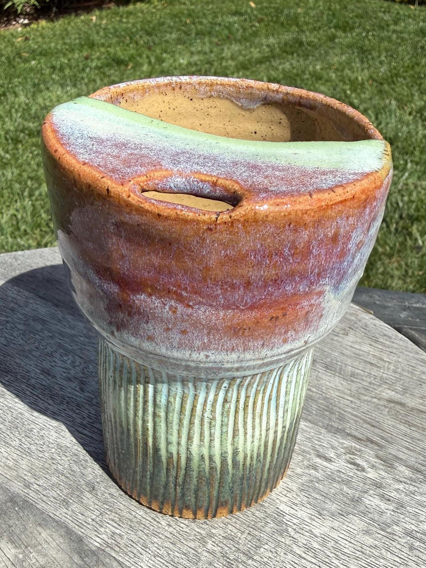 Travel Coffee Mugs with Built-in Sipping Lid, Hand-Painted and Carved Beach Wave